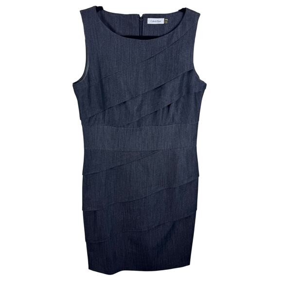 Calvin Klein Dark Grey Tiered Sleeveless Short Sheath Dress Stretch Size 10 - Picture 1 of 7
